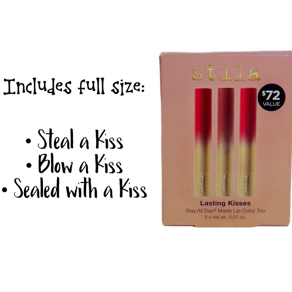 NIB Stila Lasting Kisses Stay All Day Matte Lip Color Trio ($72 value)